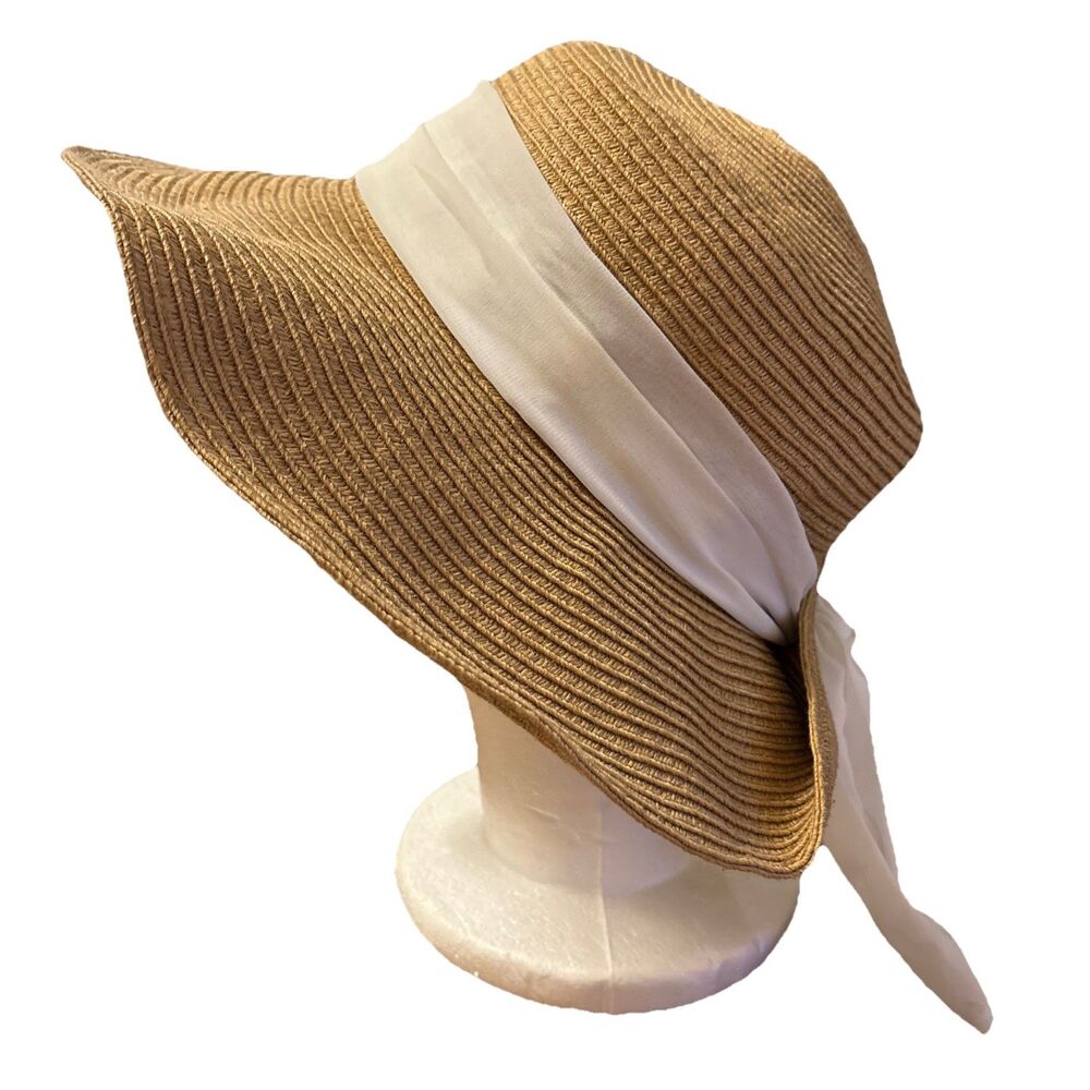 Women’s O/S Sun Beach Hat White Bow by San Diego Hat Company - Picture 5 of 8